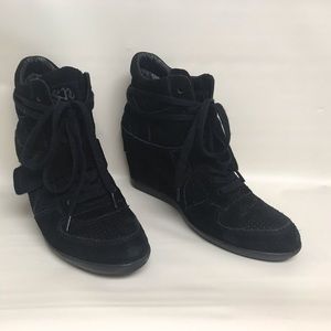 Ash Bowie Wedge Sneakers, black suede, sz 39
